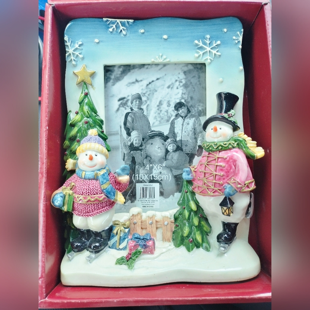 Christmas Tree Snowman Photo Frame 4 X 6 By Walmart